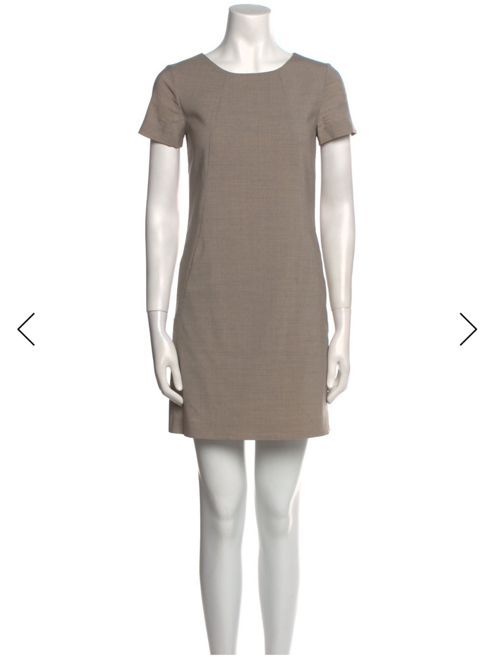 Theory Taupe Short Sleeve Shift Mini Dress